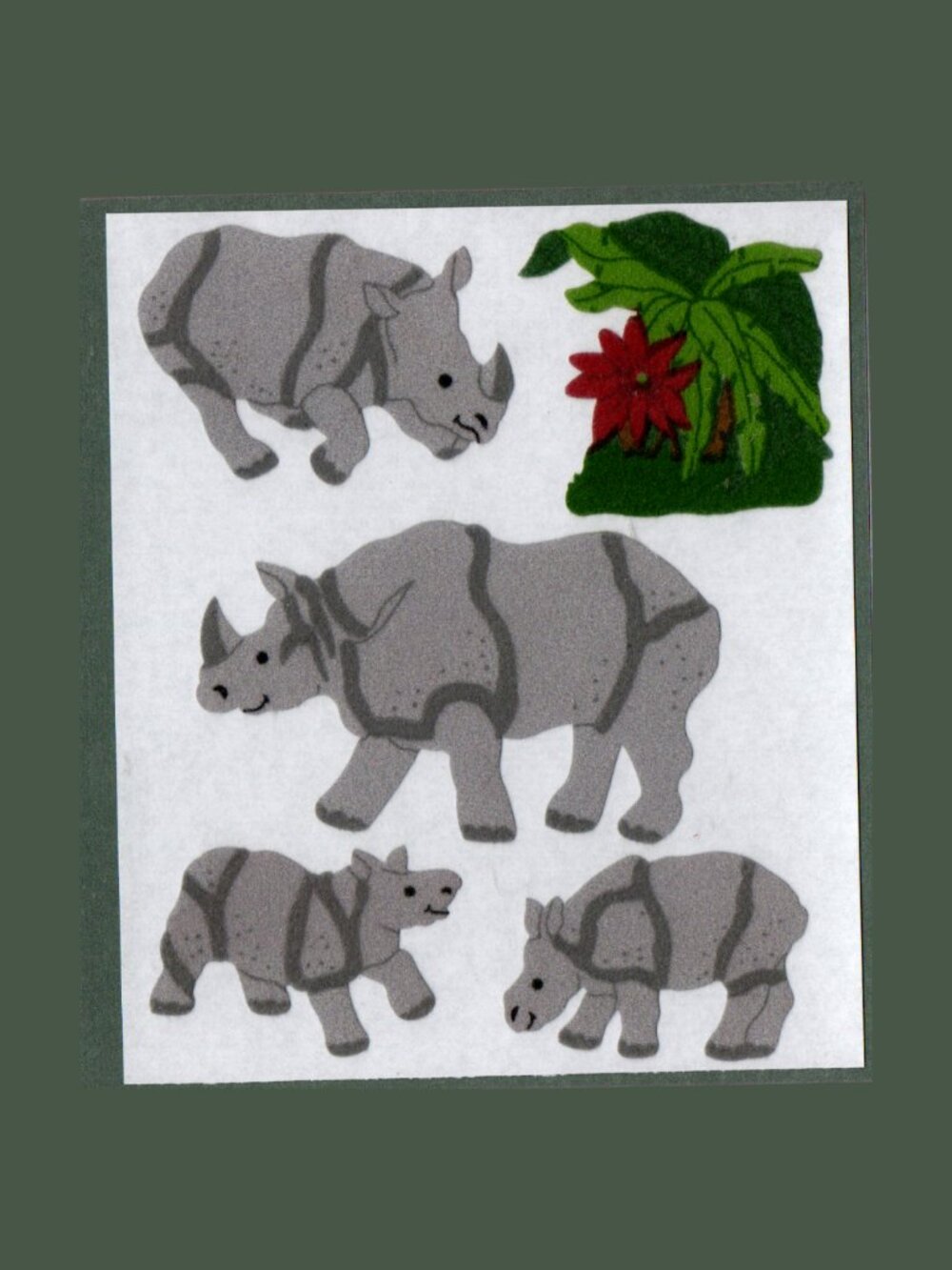 Sandylion Fuzzy Rhinos Family Vintage Stickers Maxi Set New Backing